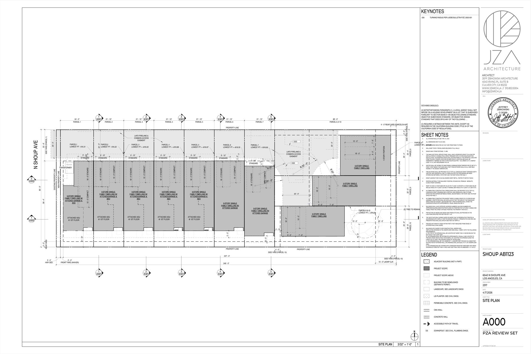 First floor plans for all 10 parcels