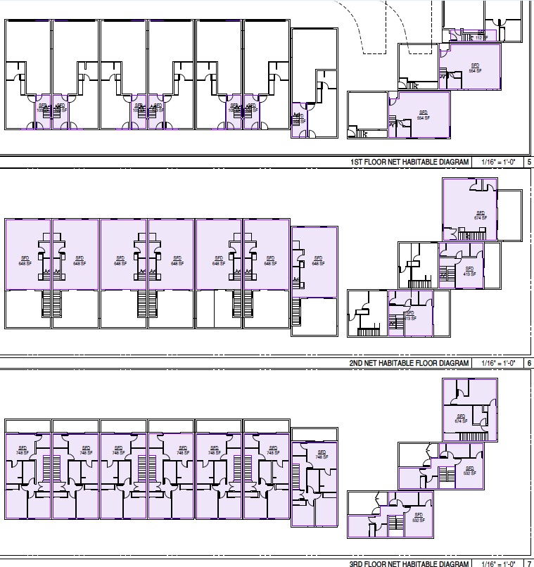 First floor plans for all 10 parcels